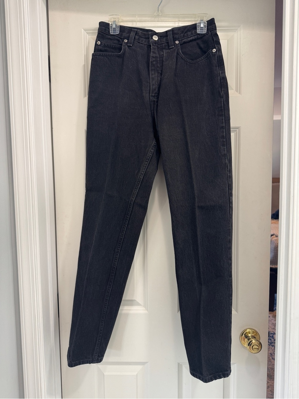 Lands' End Straight-Leg Black Women's Jeans; timeless quality
